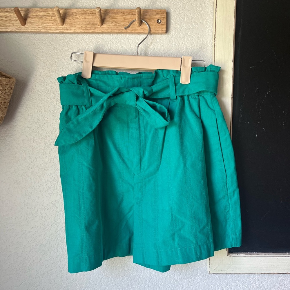 Express Paperbag High Waisted Belted Shorts‎ Teal